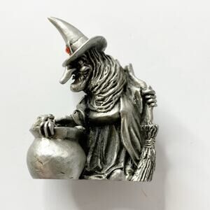 Hudson Fine Pewter Witch With Cauldron Figurine 2" Made In USA 5285